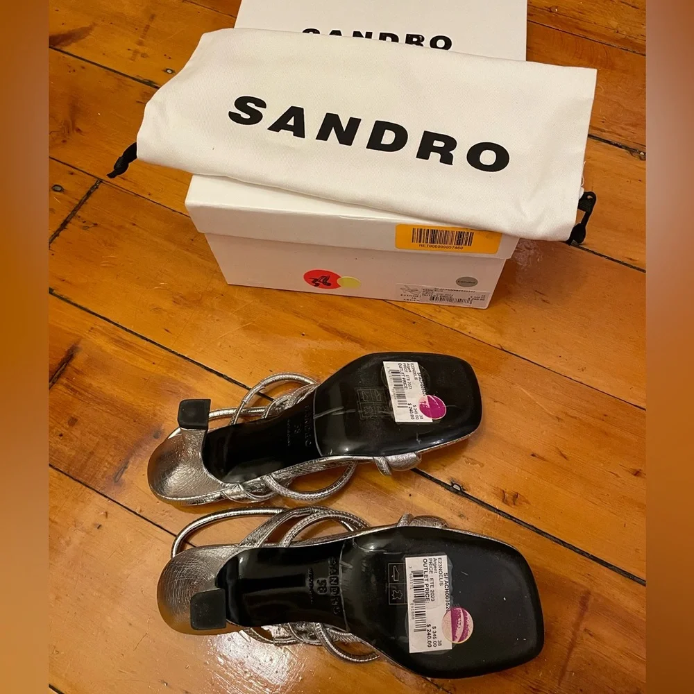 Sandro Metallic Leather Sandals - Picture 5 of 5